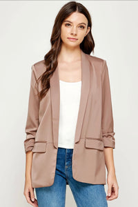 Satin boyfriend blazer