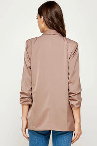 Satin boyfriend blazer